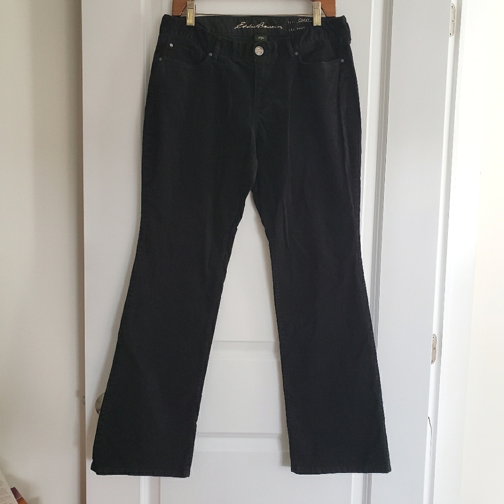 Eddie Bauer Corduroy Pants Curvy Bootcut Black Size 8